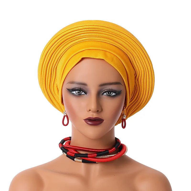 Maxy Gele Head tie Auto Gele Turban Head warp Already Made African Turban Cap Party Women Muslim Hijab Headscarf Bonnet Hat