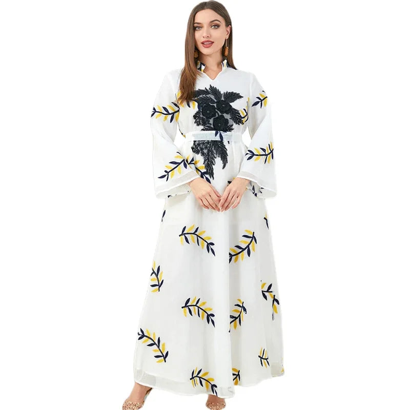Maxy Sequins Embroidery Abaya Dubai Turkey Kaftan Ramadan Eid Muslim Women Maxi Dress Evening Party Gown Islamic Clothing Robe