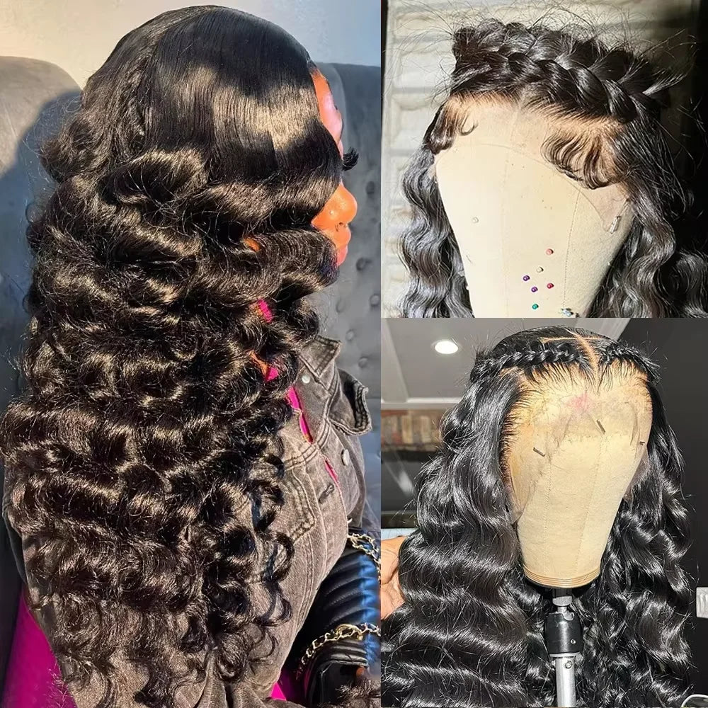 220 Density Transparent HD Loose Deep Wave Human Hair Wig 30 36 Inch Curly 13x6 Lace Front Wig Water Wave Lace Frontal Wigs