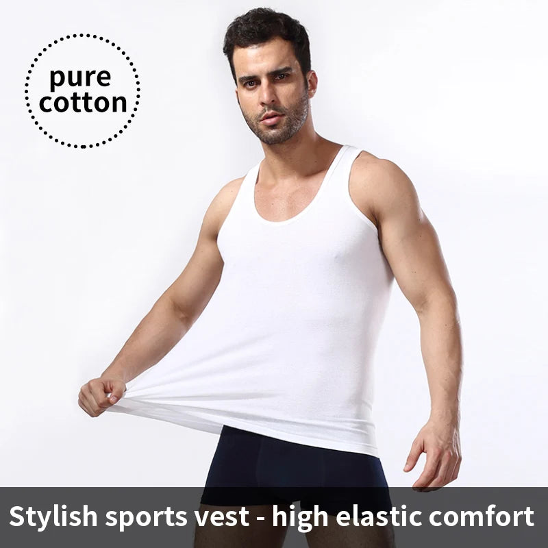 2025 New Men's summer lightweight cotton tight vest, casual family pajamas, outdoor tight top, breathable quick-drying vest