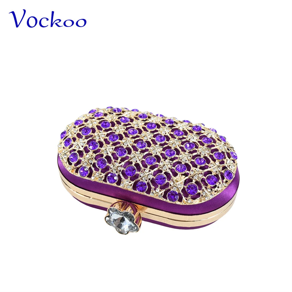 Maxy Fashion Purple Color Magazine Hollow Design Noble and Elegant Women's Low Heeled Shoes Paired with Evening Bags.