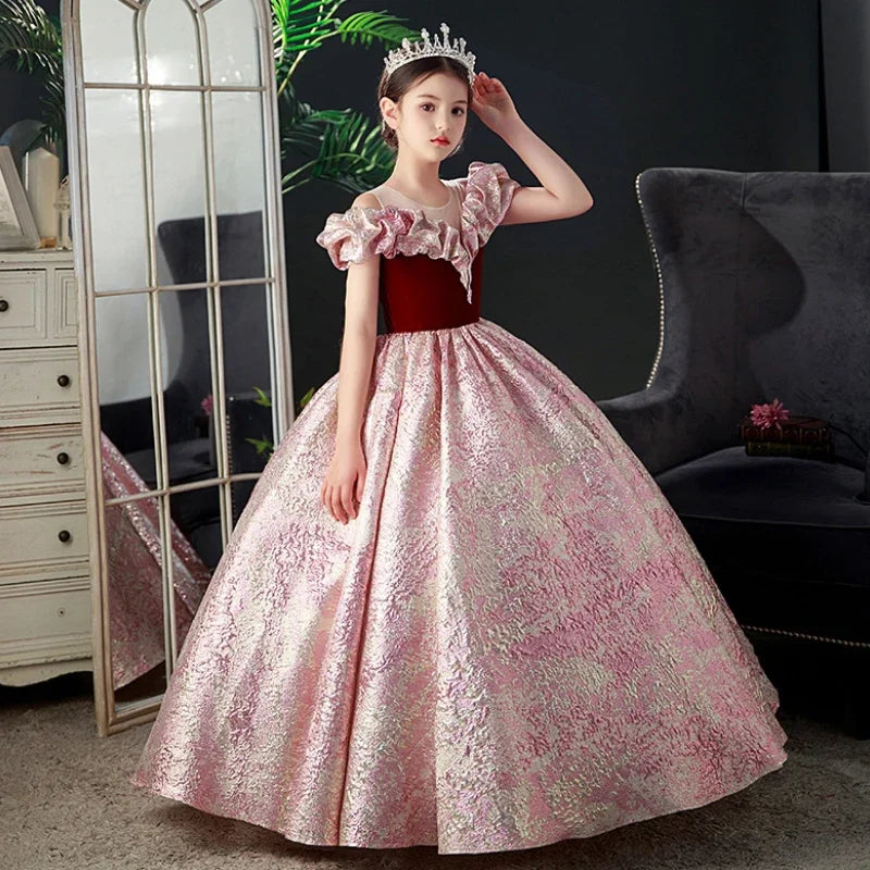 Maxy Kids Pageant Dresses for Girls 2 6 To 8 10 14 Years Children Long Dress Party Evening Elegant Luxury Gown Formal Occasion Frock