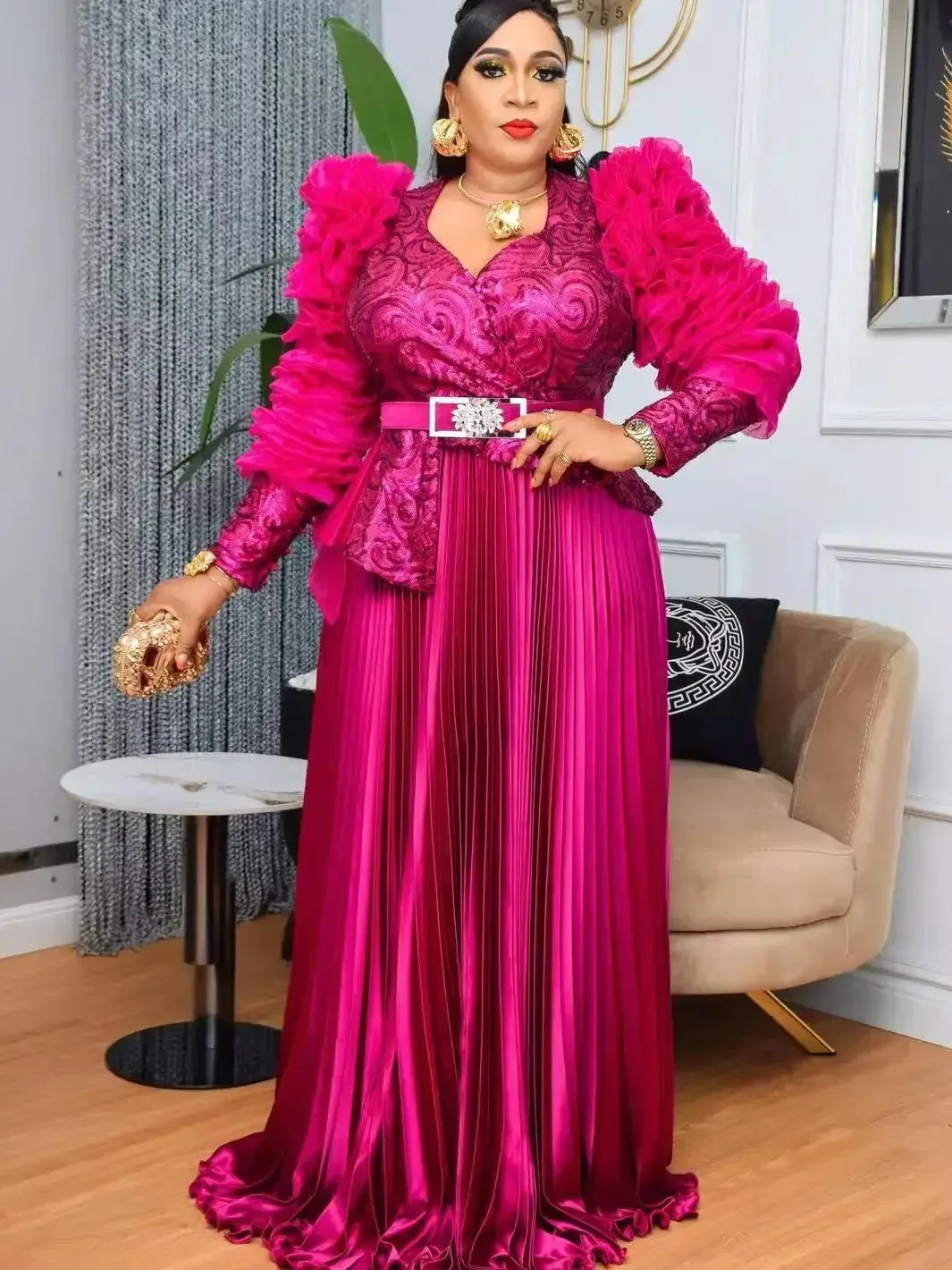 Amay Plus Size Party Long Dresses for Women New Dashiki Ankara Sequin Evening Gowns Turkey Outfits Robe Clothing