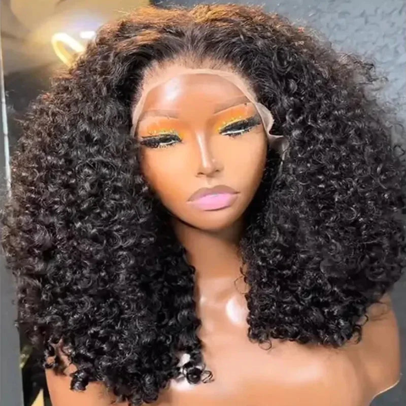 Amay Long Deep Glueless Soft 180 Density 26 inch Black Kinky Curly Lace Front Wigs For Women Babyhair PrePlucked Daily