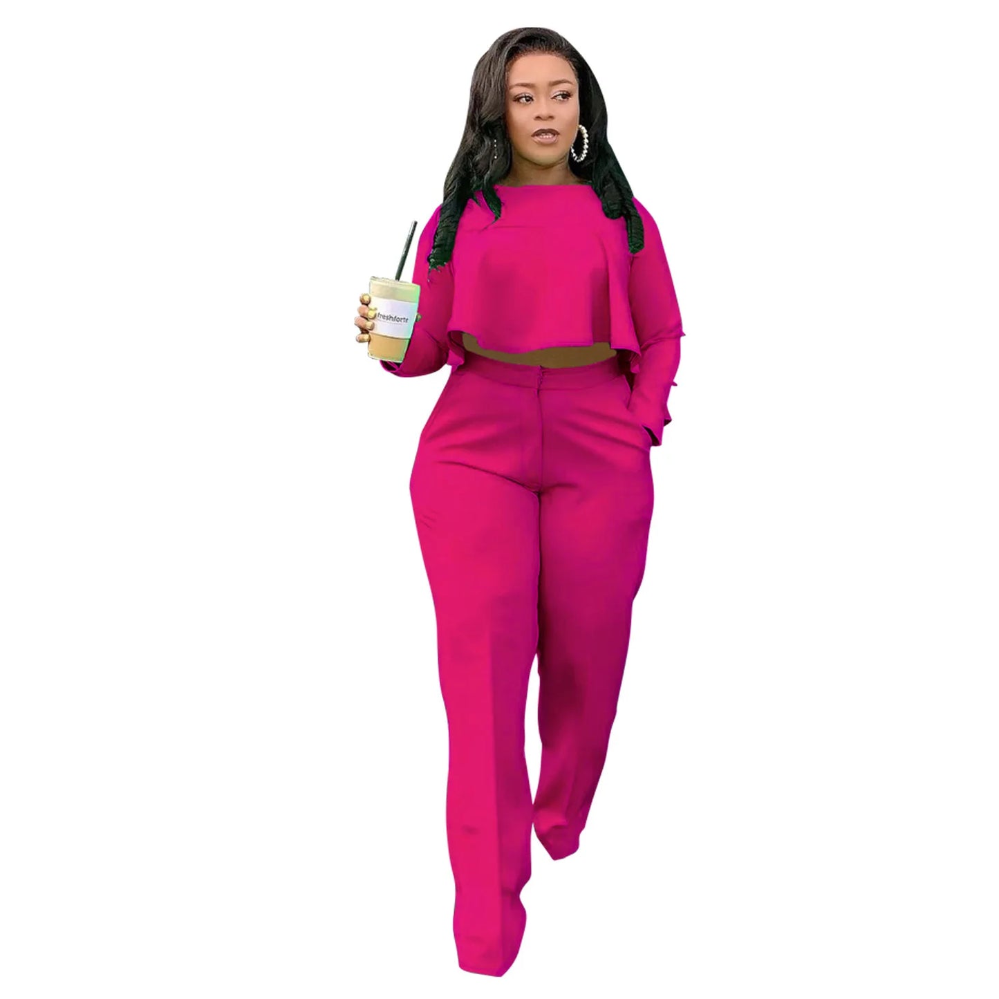 Maxy D8454 Two Piece Women Tracksuit Set Dashiki African Spring Summer Spring Long Sleeve Top and Pants Set Party Suit Matching Sets
