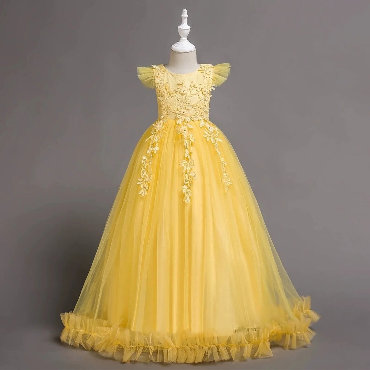 Maxy Fancy Princess Party Dresses for Girls Long Sleeveless Flower Party Evening Dresses Kid Prom Wedding Children Dress 4-15Years