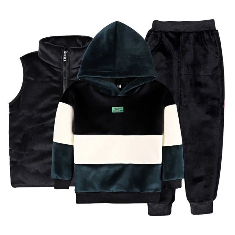 Maxy Boys Sweatshirts +Pants Kids Suits 3PCS/Set Cotton New Vest Spring Autumn Cotton Jogging Suit Teenagers Children Clothing