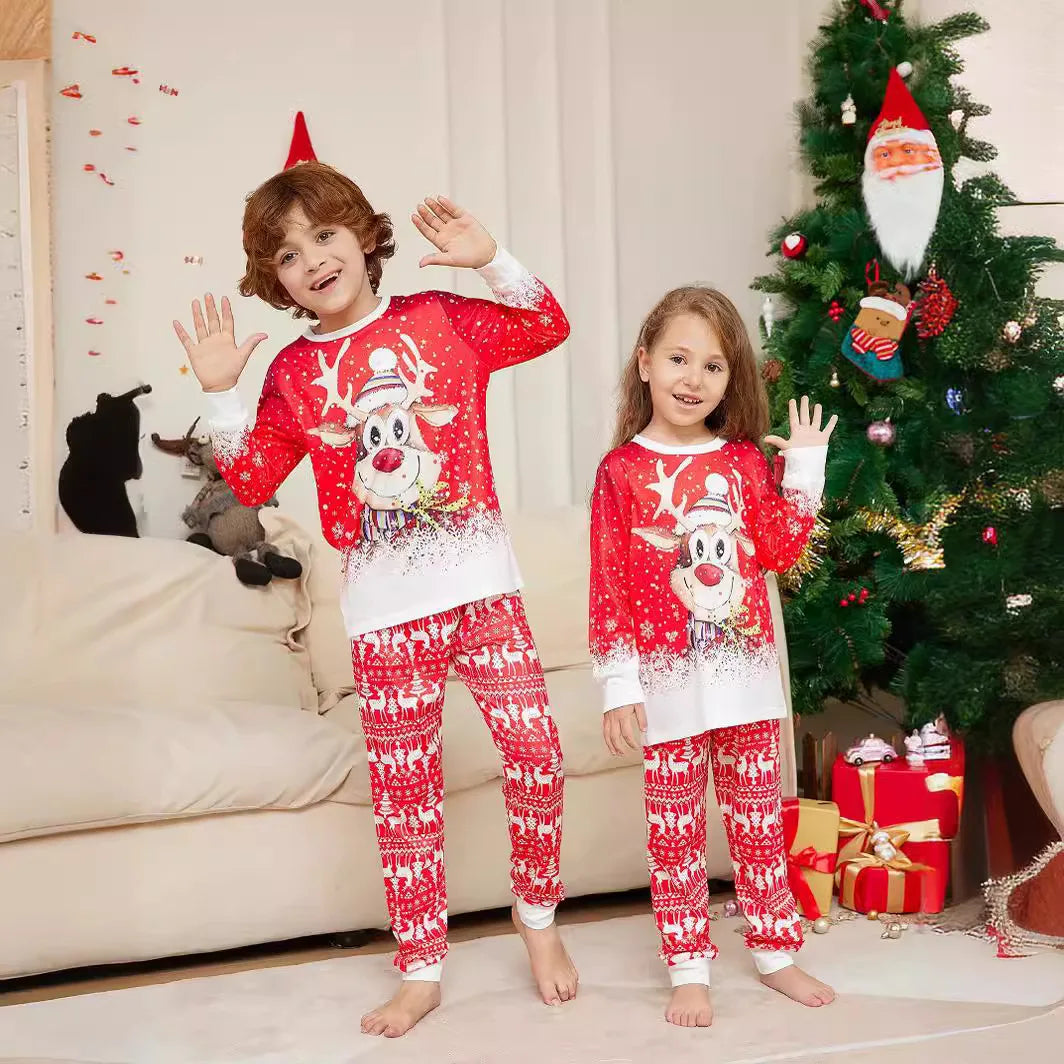 Maxy Christmas cartoon Christmas reindeer print family Christmas set pajamas