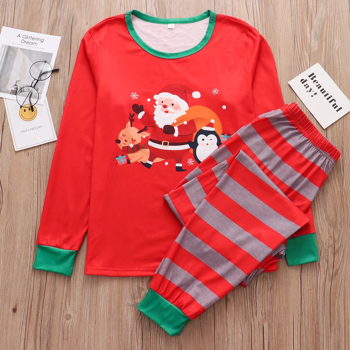 Max Christmas Family Matching Pajamas Set 2024 Xmas Adult Kid Family Matching Clothes Top+Pants Famaly Sleepwear Baby Romper