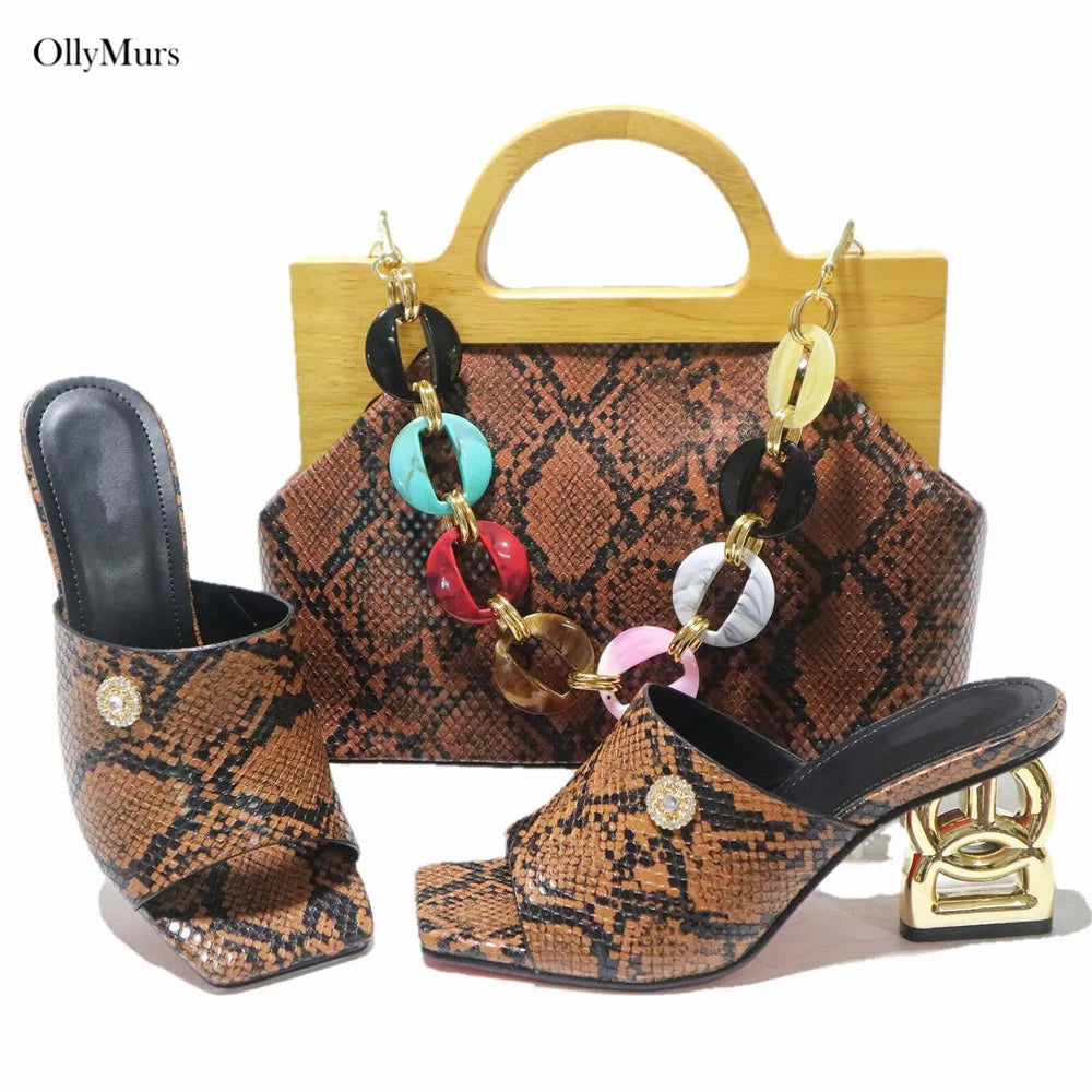 Maxy New Arrival Fashion High Heels 6.5CM Shoes and Bag Set for New Year Party Italian Style Classics Women Shoes and Bag Set