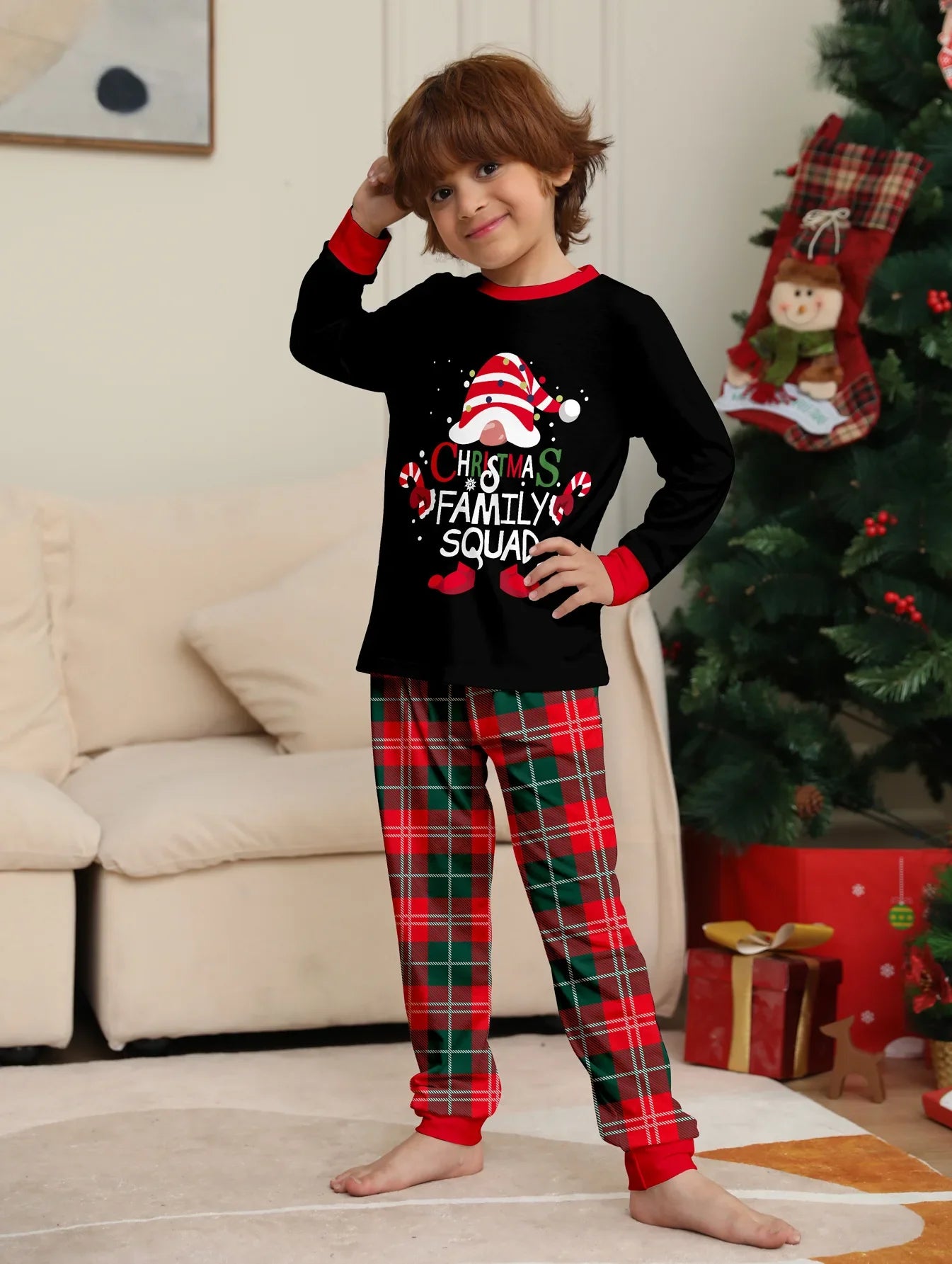 New Christmas 2024 Adults Kids Matching Pajamas Set Long Sleeve 2 Pieces Suit Homewear Baby Dog Romper Family Look Loose Pyjamas