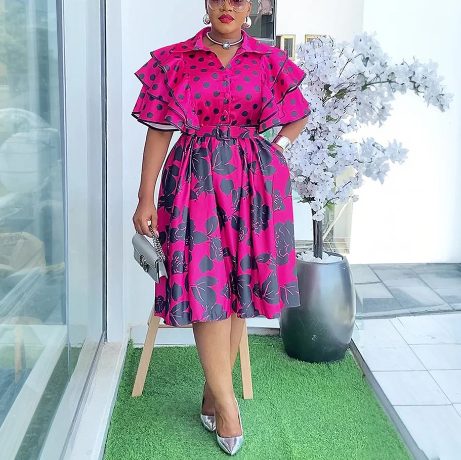 Amay Elegant Dresses Print for Women New Plus Size Fashion Dashiki Ankara Turkey Wedding Party Birthday Robe Dress Maxy