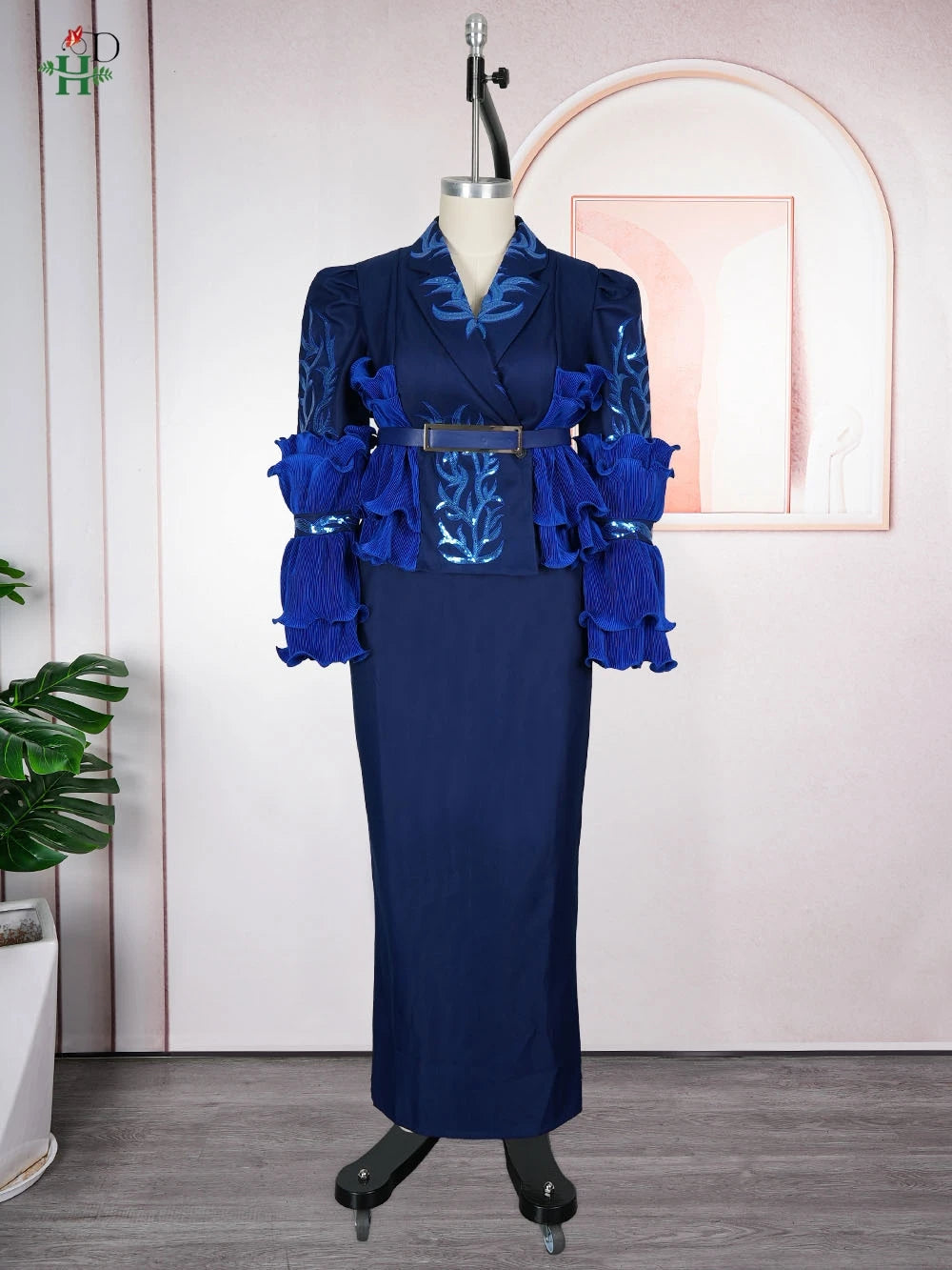 Maxy Dresses for Woman Turkey Dress Ruffled Sleeves Floral Embroidery Wedding Party Dress Plus Size Luxury Clothing