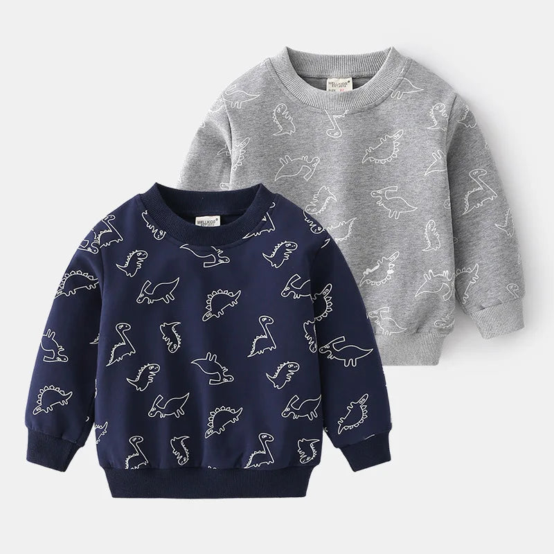 Maxy 100% Cotton sweatshirt boys girls Long sleeve print 3D dinosaur sports BABY tops spring autumn toddler clothes clothing