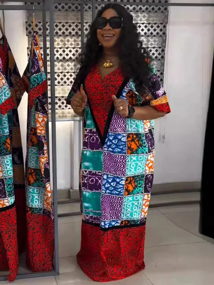 Maxy Party Dresses For Women African Dashiki Print Maxy Robes Turkey Dubai Kaftan Abayas Africa Clothing Evening Gown Boubou