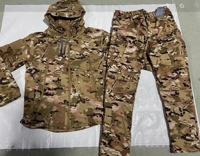 Maxy Outdoor Shark Skin Warmth Set Camo Plush Thickened Coat Autumn/Winter Racing Top Does Not Include Cuff Logo Pattern