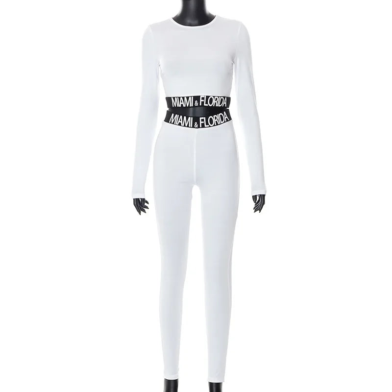 Maxy Casual Letter Print Two Piece Set Sport Tracksuit Women Long Sleeve Crop Top Sweatshirt Legging Pants Outfit Y2k Streetwear Suit