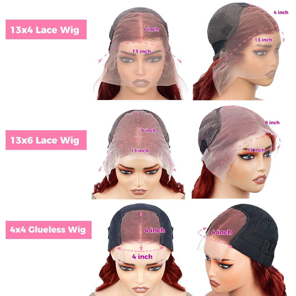 Amay Reddish Brown Deep Wave 13x4 13x6 Lace Front Human Hair Wigs Remy Brazilian Curly Wigs For Women Colored Wigs Glueless 180%