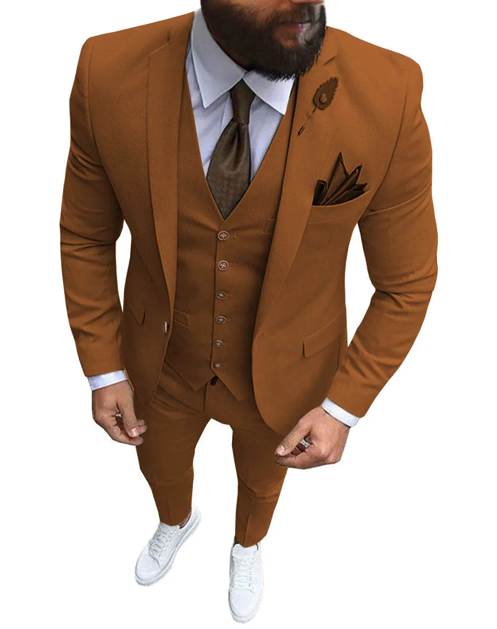 Visco Men's 3 Pieces Suit Formal Business Notch Lapel Slim Fit Best Man Blazer For Wedding Male Suit Blazer+Vest+Pants
