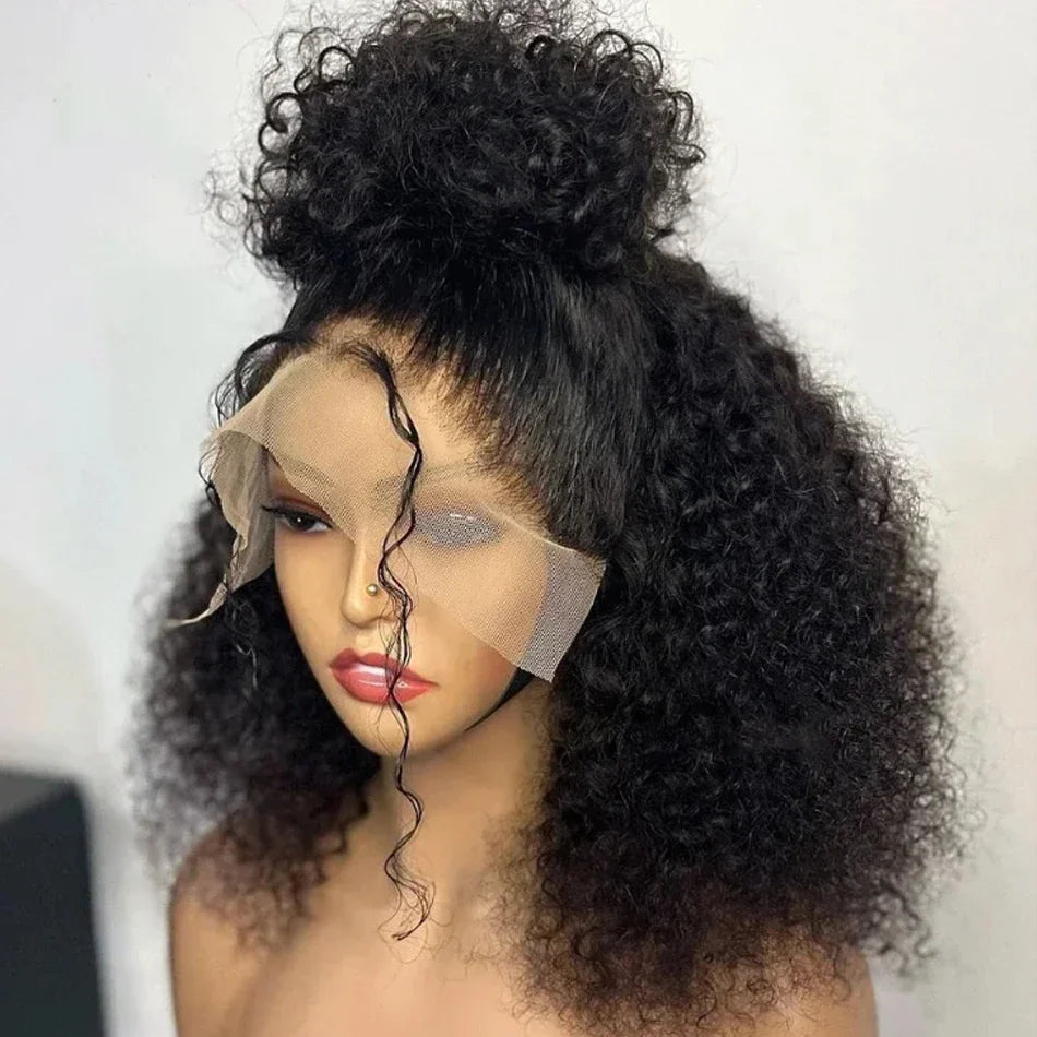 Babs Short Kinky Curly Bob Frontal Wig Lace Front Human Hair Wigs Wet And Wavy Water Wave Bob Wig 13x4 Frontal Wig Remy