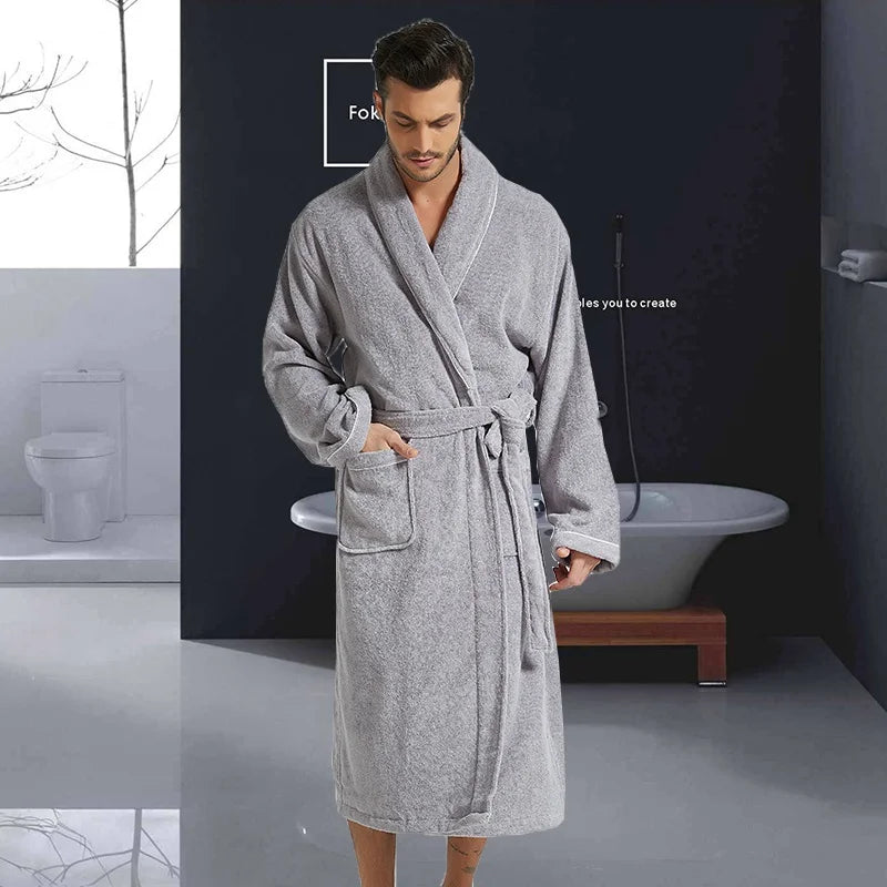 Maxy Summer Women Bathrobe Long Cotton Warm Nightgown Towel Bathrobe Thickening Plus Size XXL Autumn Winter Pajamas Home Service