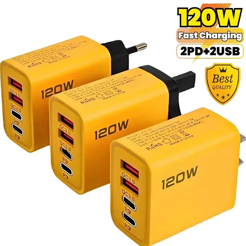 Maxy Total 120W Phone Charger Fast Charging Quick Charger PD USB Type C Wall Adapter For iPhone 16 15 Xiaomi 14 Huawei Redmi Oneplus