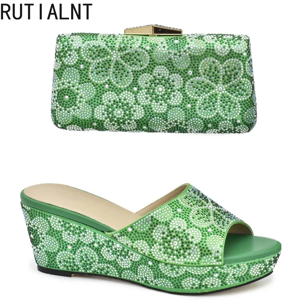 Maxy New Arrival High Quality Women Shoes and Bags To Match Set Italy Shoes and Matching Purse for Women Party Summer Shoes Big Size