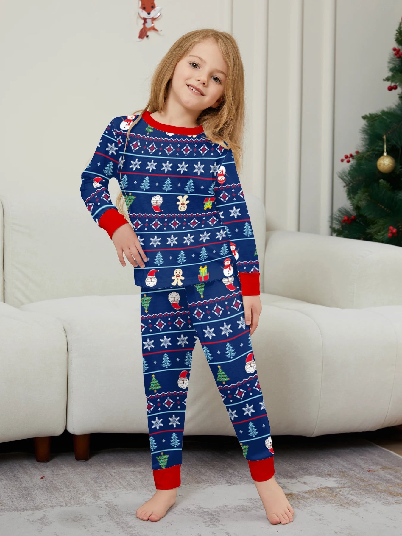 Maxy New Baby Boys Girls Clothes Christmas Pajamas Set All Over Print Family Matching Outfits Soft Loose Sleepwear Xmas Look Pjs