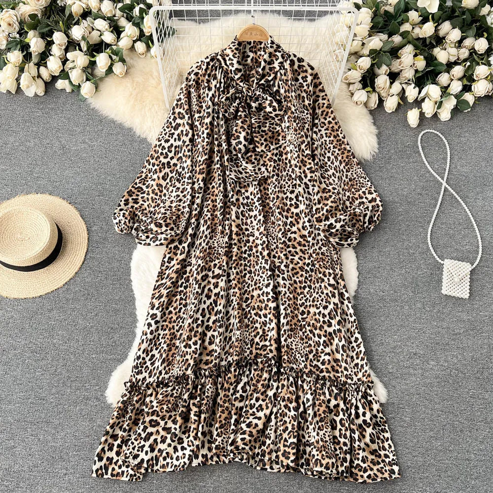 Maxy Women's Runway Fashion Spring Summer Long Sleeve Casual Loose Print Dress Female High Waist Chic Party A-line Dress TB2615