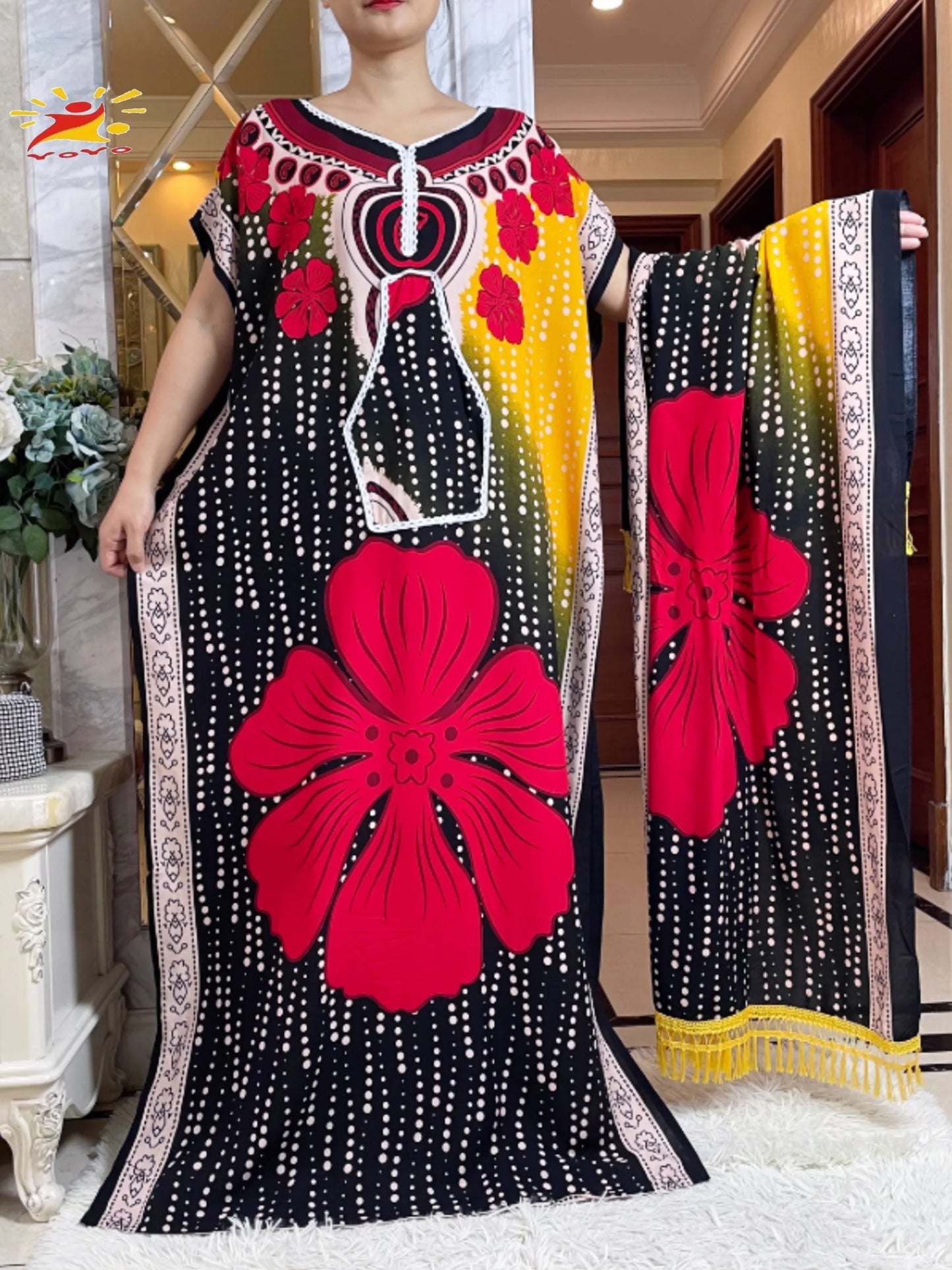 Maxy New Summer Dubai Fashion Party Femme Elegant Dress Printing Cotton Loose Short Sleeve Maxi Islam Women African Abaya Clothes