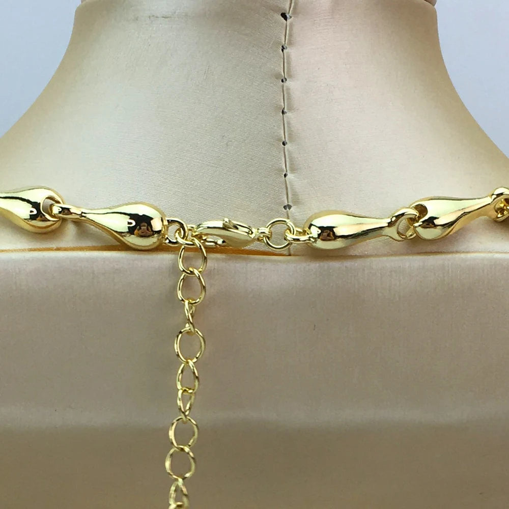 Maxy Fashion Design Luxury Gold-plated Costume Women Fine Jewelry Sets Necklace with Earrings Set