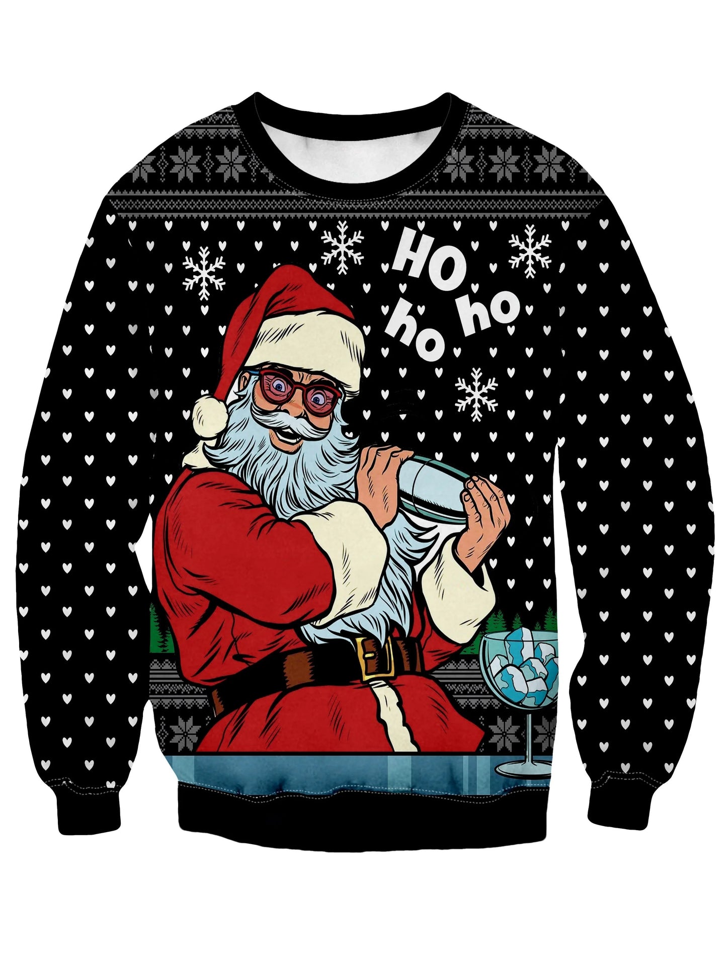 Maxy Funny Santa Claus Print Fashion Sports Sweaters Men's Casual Round Neck Pullover Hoodie Ugly Cugly Christmas Sweater Women Tops