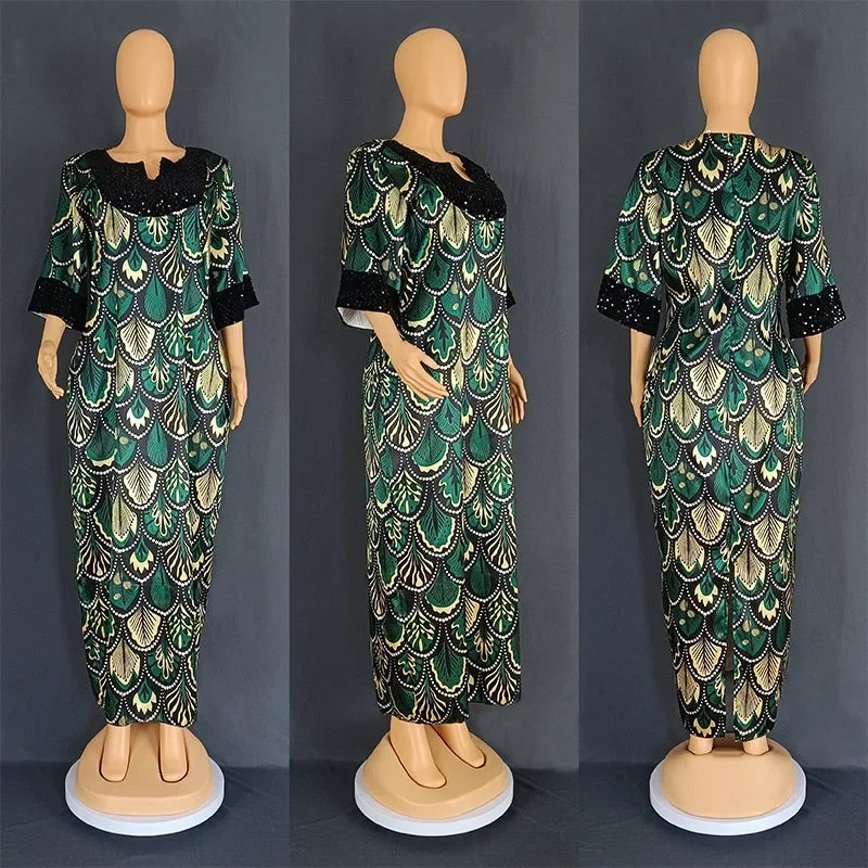 Amay Luxury Sequins Dress for Women Elegant Lady Wedding Evening Gown Plus Size Bubu Party Dresses Muslim Kaftan Robe