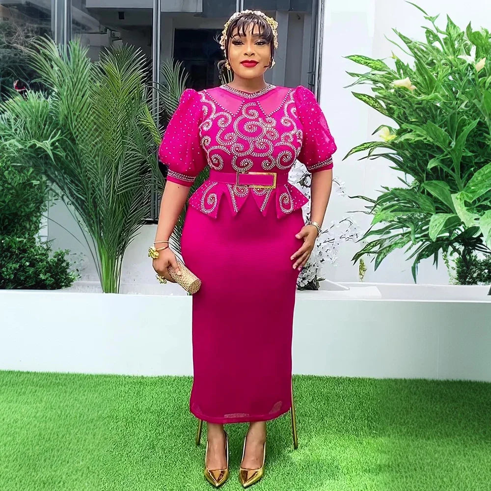 Amay Plus Size Party Dresses for Women New Fashion Dashiki Ankara Wedding Evening Gown Elegant Turkey Muslim Maxy Dress