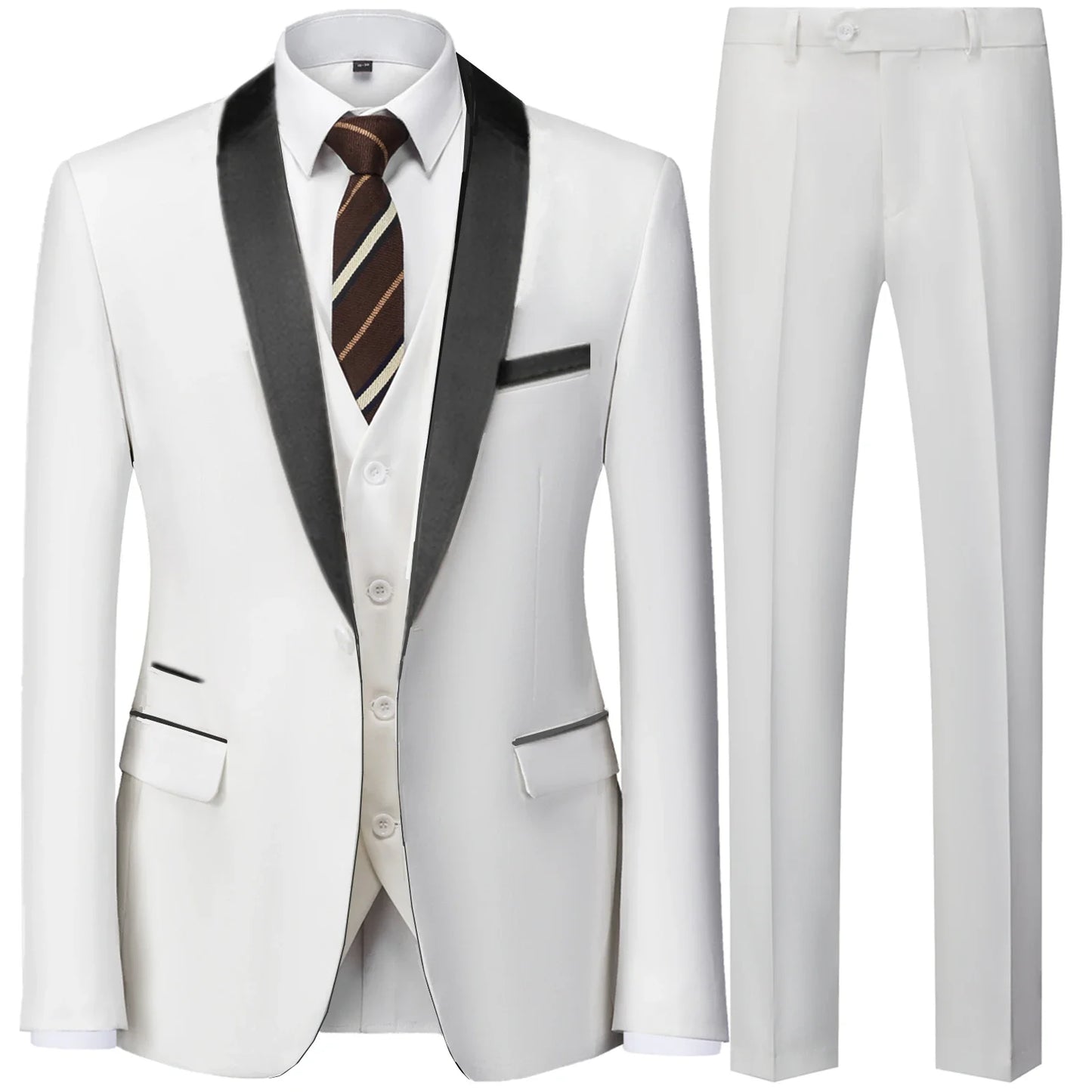Visco Men's British Style Slim Suit 3 Piece Set Jacket Vest Pants / Male Business Gentleman High End Custom Dress Blazers Coat S-6XL