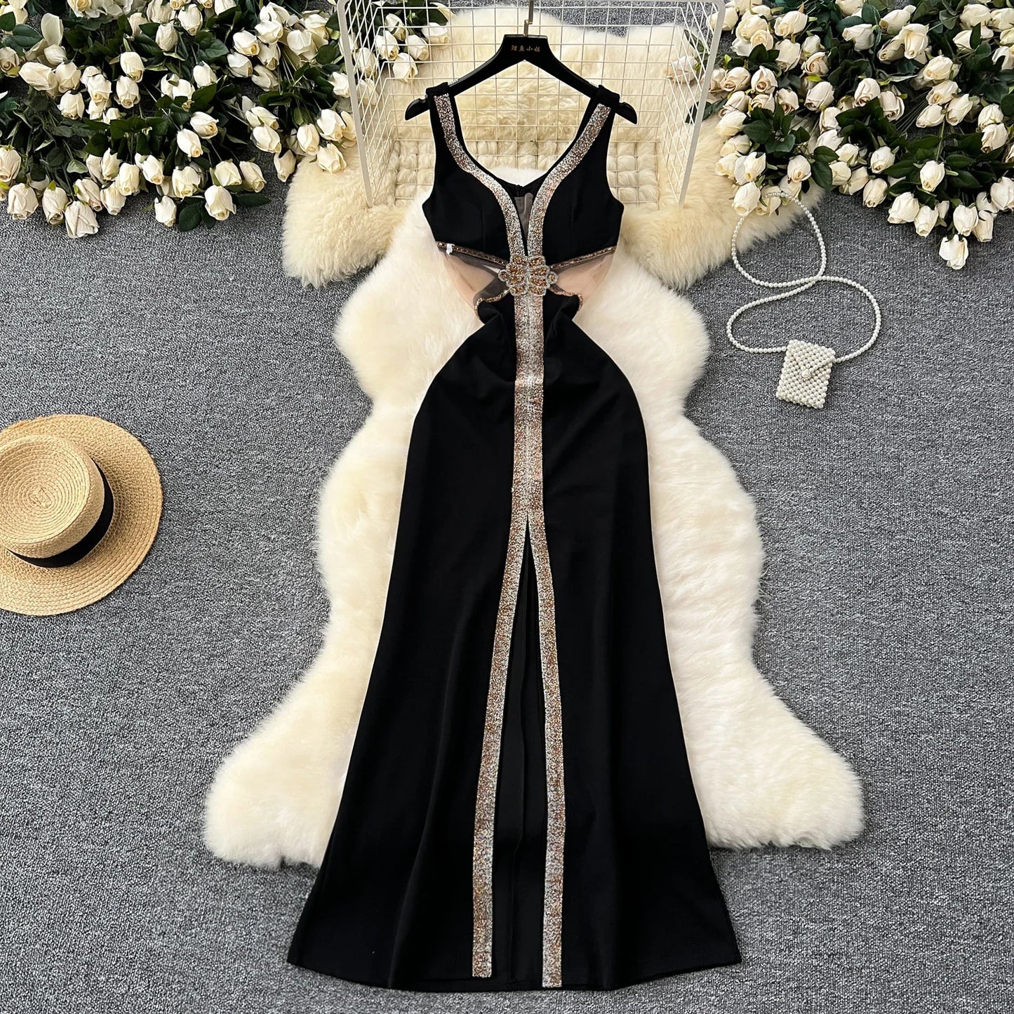 Maxy Elegant Glitter Sequin Sweet High Waist Sheer Mesh Spliced Split Slip Dress Fashion Evening Slim Women Summer Hip Wrap Dresses