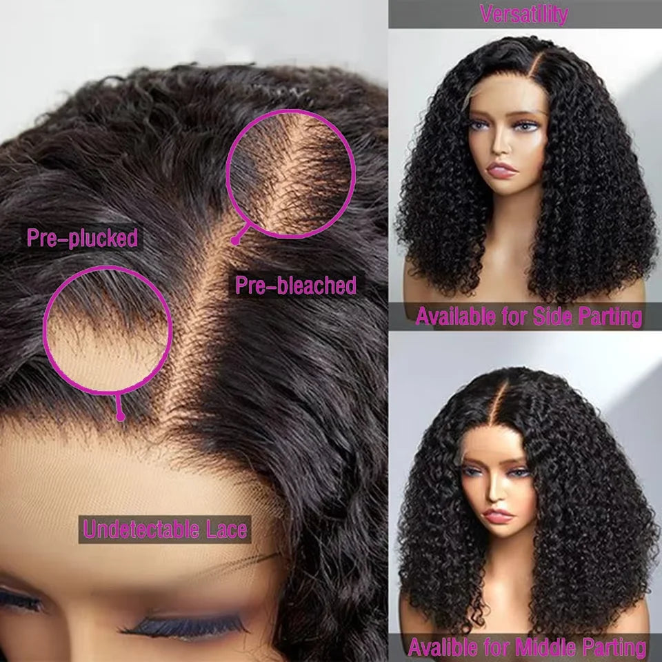 Maxy Kinky Curly Wigs 13x6 HD Lace Frontal Wig Glueless Human Hair 4C Afro Curly Lace Front Human Hair Wigs 4x4 HD Lace Closure Wigs