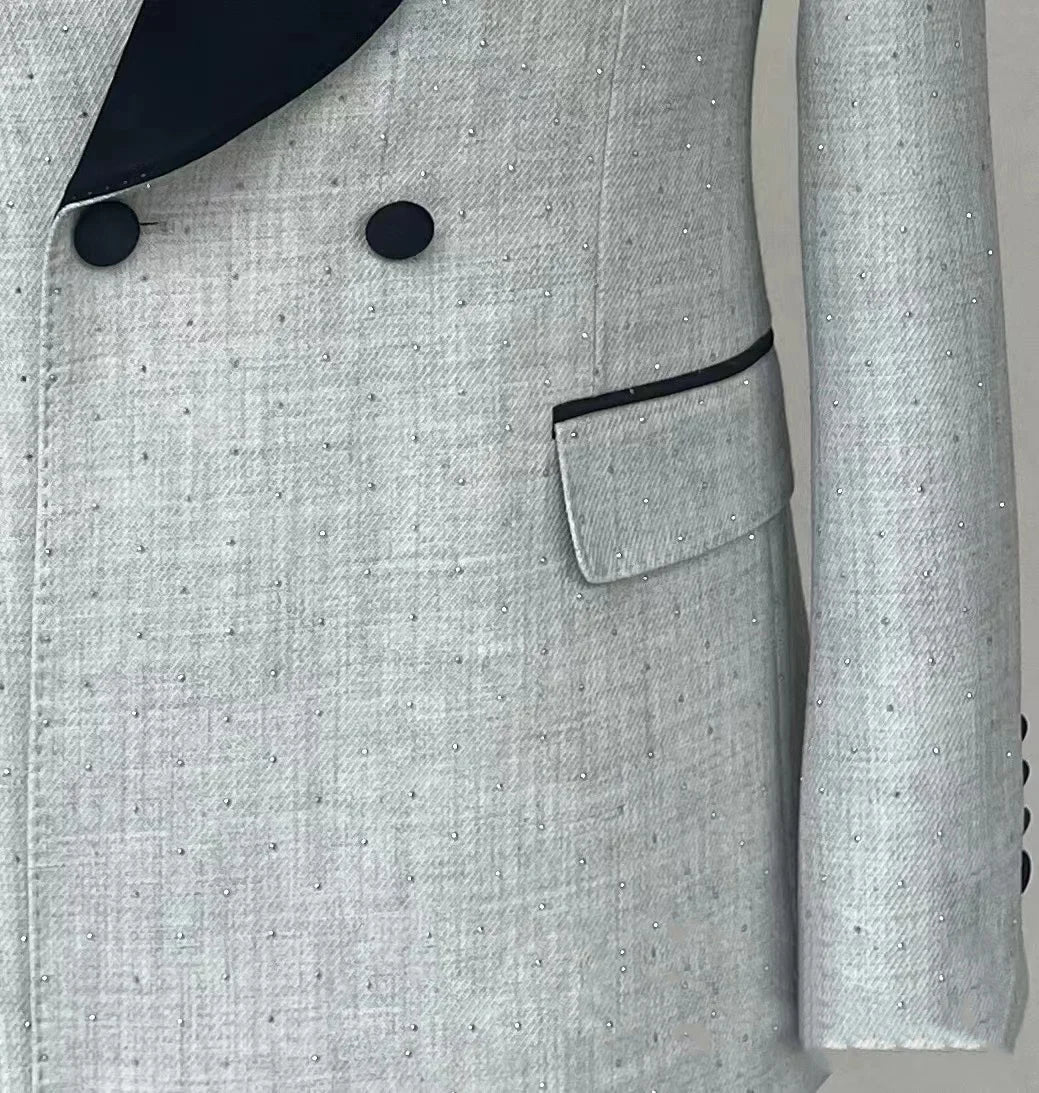 Visco Custom Latest Design Fashion double breasted Wedding for Suits Men's Formal sequins Blazers Party