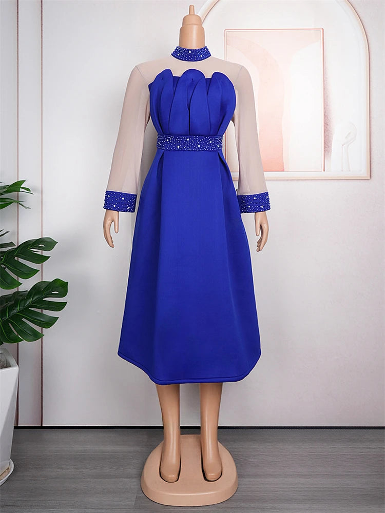 Amay Long Sleeve Women Dresses Wedding Party Prom Evening Gown Dubai Turkey Dashiki Clothing Formal Occasions A-line Dress Kaftans