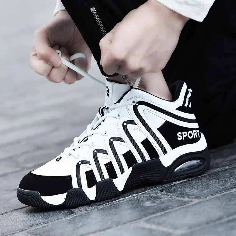 Maxy Plus Size High Top Outdoor Cushion Man Sneakers Women Running Shoes Sport Men Running Men's Sports Footwear Black White GMB-1272