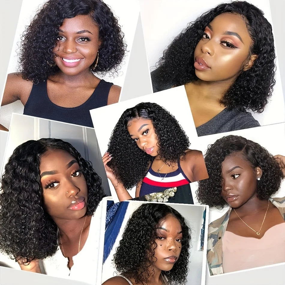Maxy 12A Pre-Cut Pre-Plucked Glueless Wig Human Hair Wet and Wavy Short Bob Curly Wigs 4x4 5x5 HD Lace Closure Black Frontal Wig Hair
