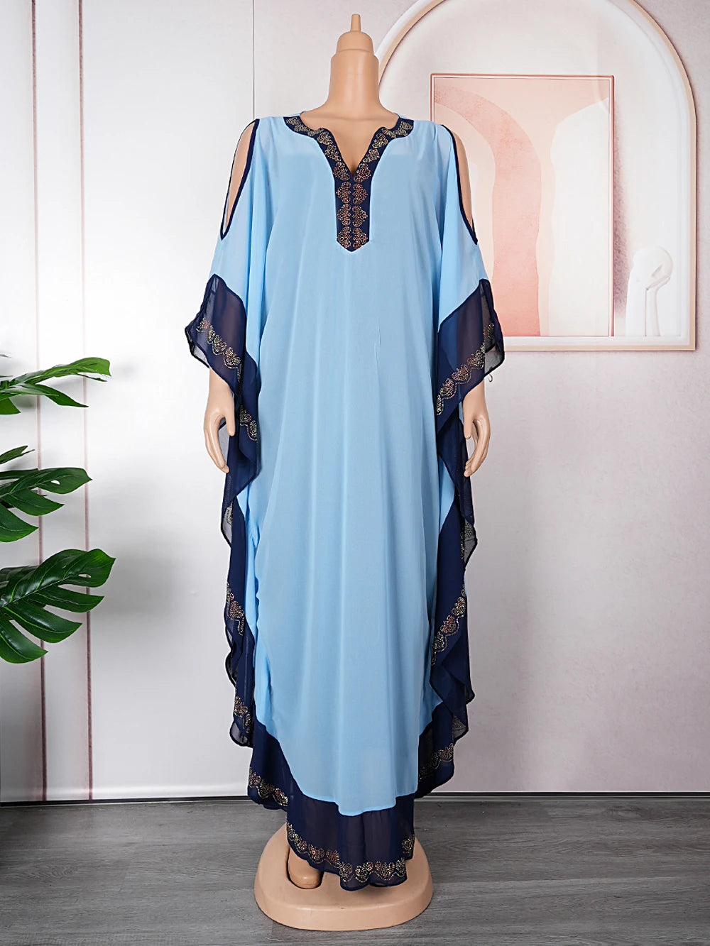 Maxy MD Dubai Chiffon Abaya Dresses Women Plus Size Two Pieces Set Clothing Wedding Party Robe Ankara Dashiki Kaftan Boubou