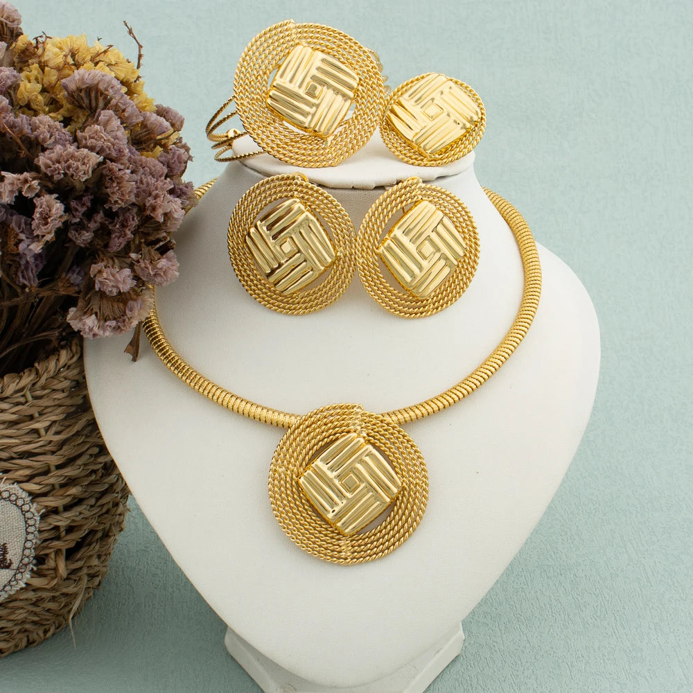 Maxy 18k Gold Plated Jewelry Set for Women Necklace New Design Earrings Set Italian Expensive Wedding Party Jewelry