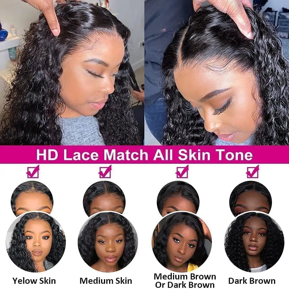 Maxy 250 Density 360 Full Lace Wig Human Hair Pre Plucked Deep Curly Lace Front Human Hair Wig Curly HD Transparent Lace frontal Wig