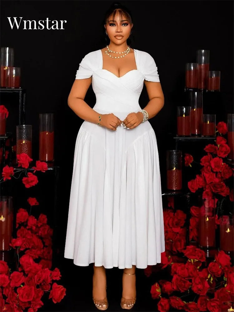 Amay Plus Size Dresses Women V Neck Sexy Party Elegant Fashion Streetwear Full Length Maxy Dress Wholesale Dropshipping 2025