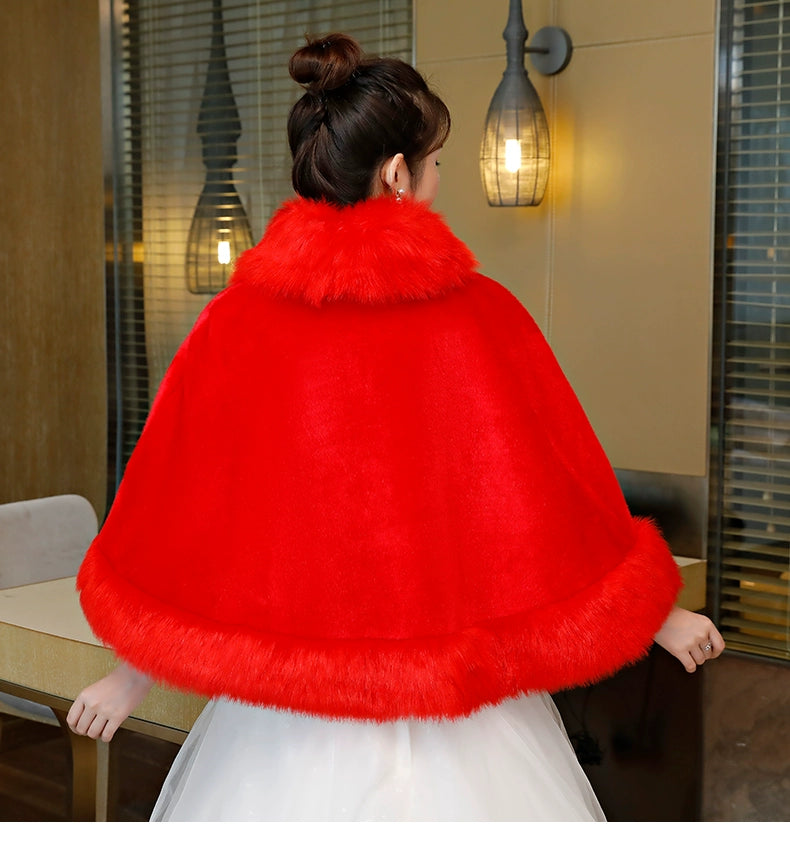 Maxy Wedding Shawl Winter Wedding Dress Big Cape Coat Winter New Wedding Wool Outer Wear Female Fall and Winter Bride