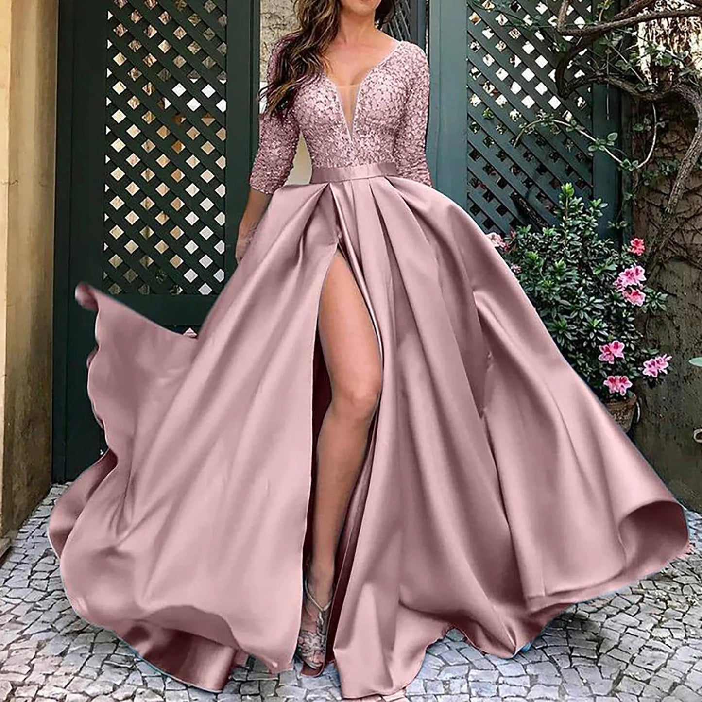Maxy Women's Elegant Evening Dresses Women's Fashionable Long Dresses Trailing Evening Dresses Solid Color Floor-Length Dresses