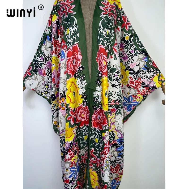 Maxy Summer party Beach Wear Swim Suit elegant women boho Cardigan stitch colorful sexy Holiday long Sleeve Kimono