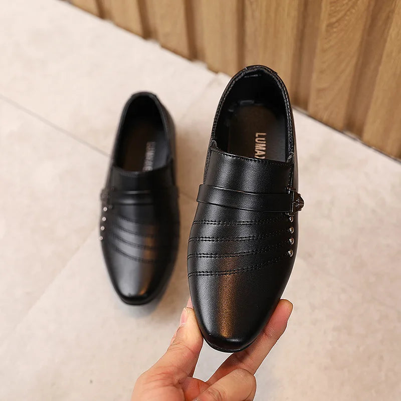 Visco Boys Black Leather Shoes British Style Boys White Children's Shoes Children's Performance Shoes Boys Leather Shoes Casual Shoes