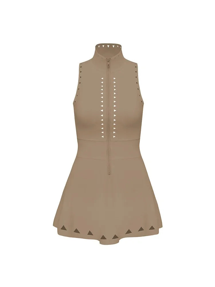 Maxy Tennis Dresses Woman Summer Trend Golf Wear Casual Street Wear Badminton Sport Gym Workout Set Hollow Out Back Outfit